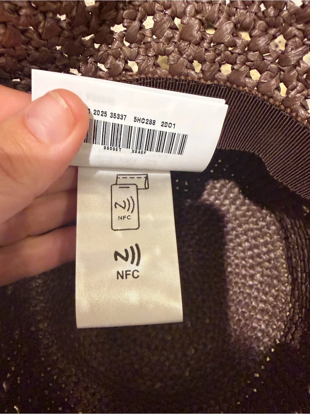 Miu Miu Chocolate Brown Crochet Bucket Hat with Gold Logo